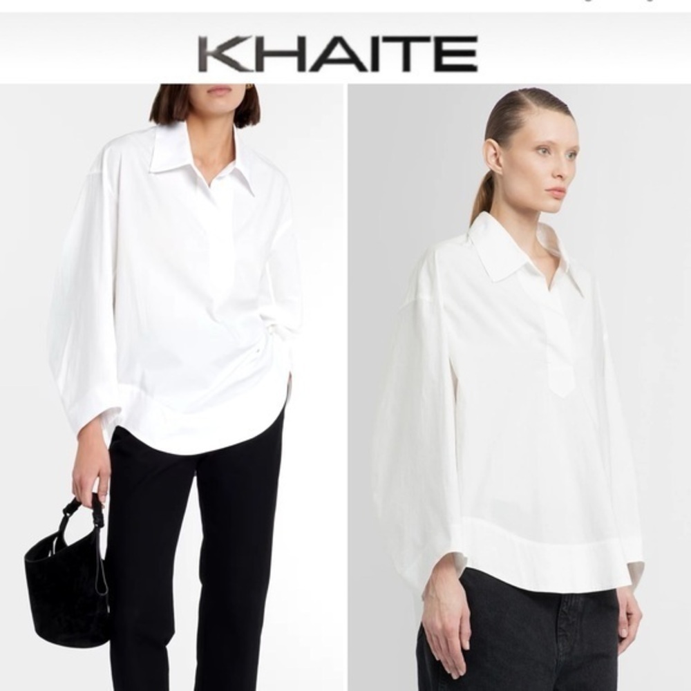 KHAITE Melan Cotton Poplin Shirt in White sz 4 NWT 680$